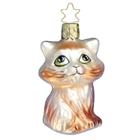 Inge Glas Tan & White Cat Kitten Ornament