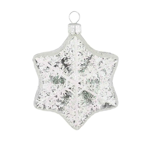Medium Clear Star With White Snowflake