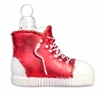 Red Canvas Style Sneaker Shoe Blown Glass Ornament