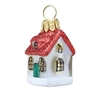 Mini House Snow Scene Feather Tree Ornament