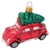 Red VW Bug Type Car With X-mas Baum