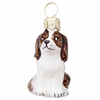 Mini Brown & White Puppy Dog Feather Tree Ornament