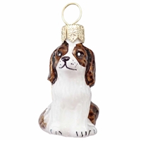 Mini Brown & White Puppy Dog Feather Tree Ornament