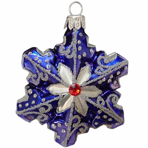 Blue & Silver Star With Faux Ruby
