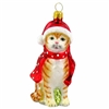 Brown X-mas Cat With Stocking Cap & Scarf
