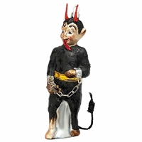 Standing Horned  Krampus Devil Glass Ornament Red Black