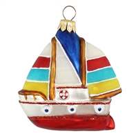 Colorful Wood Sailboat Ornament