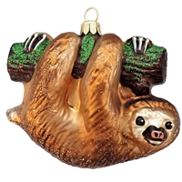 Sloth Blown Glass Christmas Tree Ornament