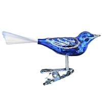Mini Clip-On Gloss Blue & Silver Bird