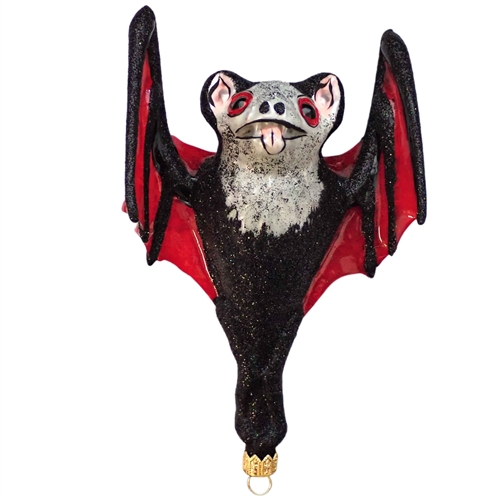 Large Ornate Blown Glass Hanging Vampire Bat