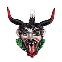 Handcrafted Silver Krampus Devil Glass Ornament