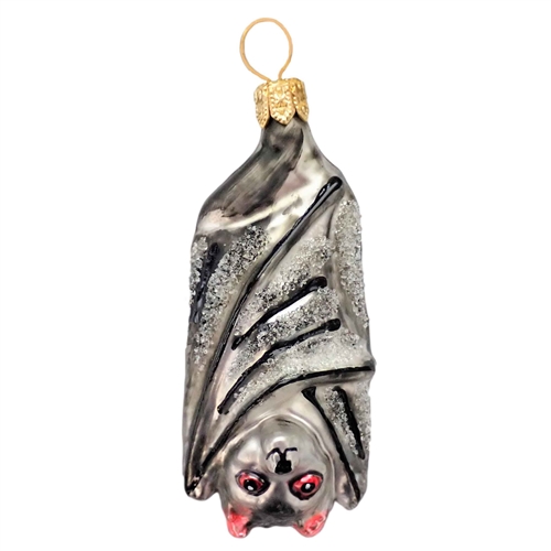 Small Blown Glass Hanging Grey Bat Vampire