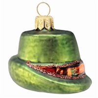 Mini Bavarian Alpine Hat Ornament With White Feather