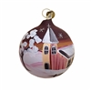 Small / 4cm German Handpainted Ball With Church, Cabin & Winter Scene