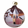 5cm German Handpainted Ball With Church, Cabin & Winter Scene