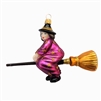 Witch On Broom Stick - Handpainted Face & Gown