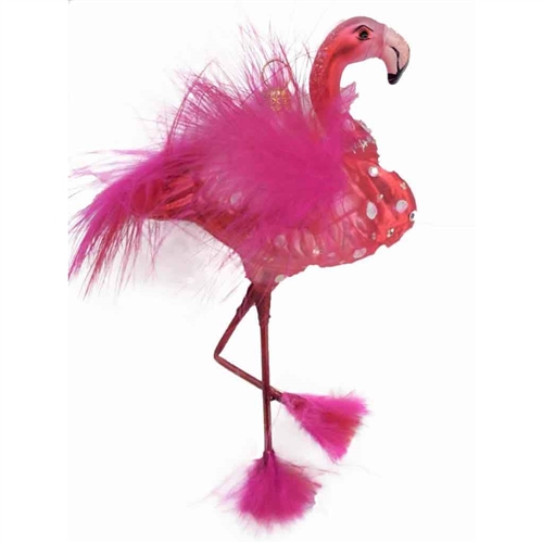 Large Standing Pink Flamingo With Feathers