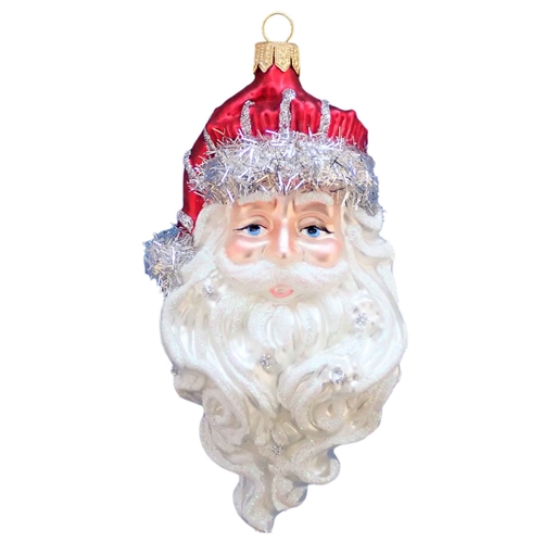 Large Santa Claus Kopf Red & Silver Hat