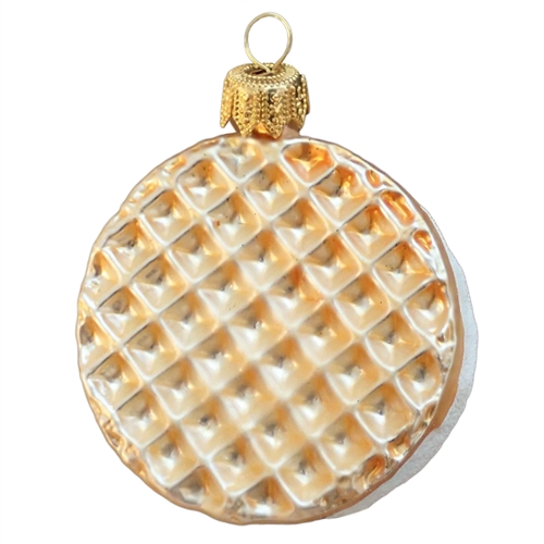 Blown Glass Waffle Cookie Ornament