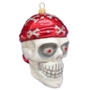 XL Skull With Bandana & Crossbones Skeleton White & Red