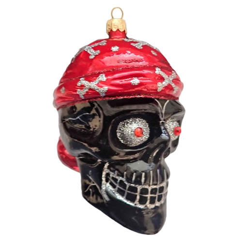 XL Skull With Bandana & Crossbones Skeleton Black & Red