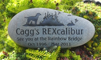 Large river rock memorial