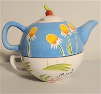 Chamomile painted Tea pot with mug