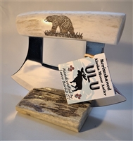 Hand Carved Scrimshaw Moose Antler Ulu #4