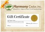 Harmony Cedar Gift Certificate