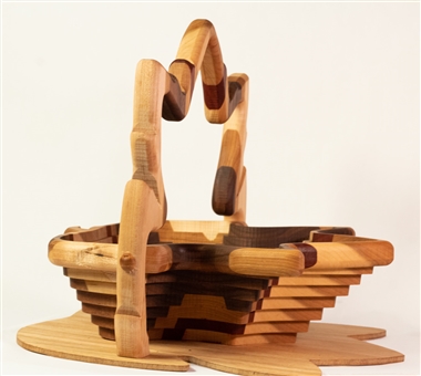 Folding solid mixed wood "Maple leaf" basket