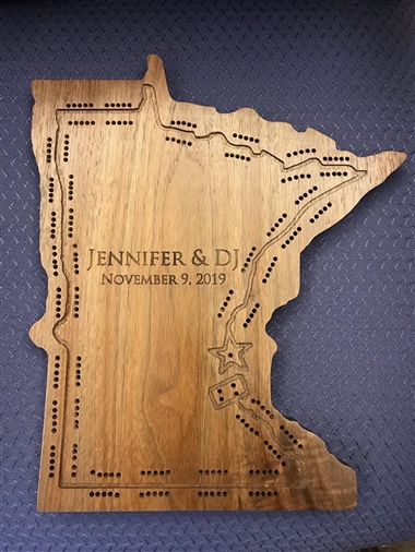 Minnesota State Walnut Wood Cribbage Board