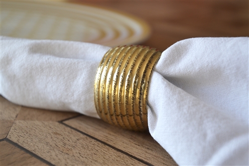Gold Textured Napkin Ring Set