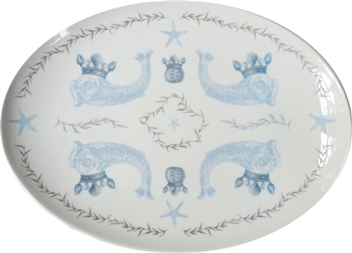 Duet Large Porcelain Coupe Serving Platter, Azure