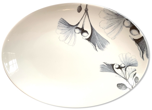 Ginkgo Leaves Medium Porcelain Coupe Serving Platter