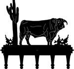 Coat Rack Metal Art with Bull