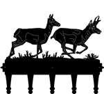 Coat Rack Metal Art with Pronghorn Scene