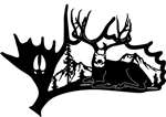 Moose Antler Metal Art - Laying Mule Deer