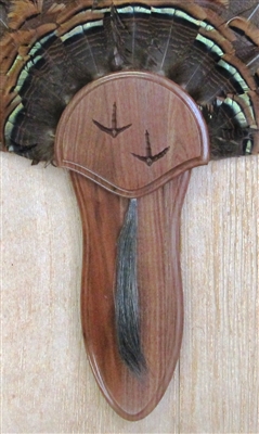 Black Walnut Turkey Fan Beard Mounting Kit with Carved Tracks - 03