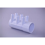 Water Manifold, 2" S x D/E (6) 3/4" Barb Ports