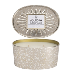 Voluspa Blond Tabac Oval Tin Candle