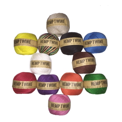 <B>ORDER#: TWINEBALL-1MM-12 PACK</B> <BR>100% Hemp Twine, 1mm, Assorted 12-Pack