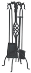 UniFlame 5pc Black Wrought Iron Fireset - Center Weave