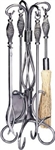UniFlame 5pc Pewter Wrought Iron Fireset - Birdcage Handles