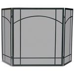 Uniflame 3 Fold Black Wrought Iron Screen with Mission Design