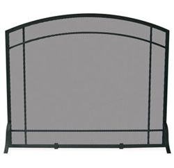 UniFlame S-1029 Single Panel Black Wrought Iron Screen with Mission Design