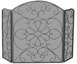 UniFlame S-1600 3 Fold Bronze Finish Wrought Iron Screen with Ornate Scroll Desgn