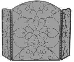 UniFlame S-1600 3 Fold Bronze Finish Wrought Iron Screen with Ornate Scroll Desgn