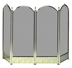 UniFlame S-2115 4 Fold Polished Brass Finish Screen with Decorative Filigree