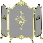 UniFlame S-9099 3 Fold Fully Cast Solid Brass Screen with Ornate Design