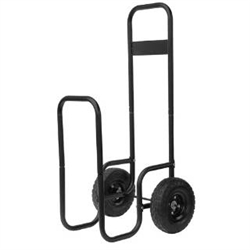 UniFlame Large Black Wrought Iron Log Rack with Wheels